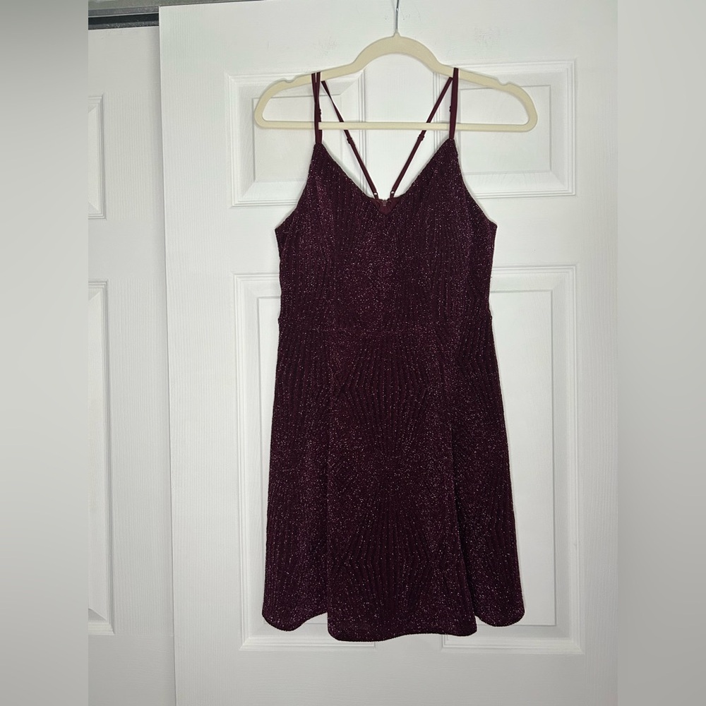 Honey and Rosie Sparkling Burgundy Mini Dress